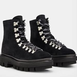ALLSAINTS WANDA SUEDE combat boots black color US 9 EU 39 NWT
